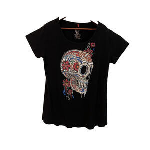 Ay Guey Collection Women’s Size 4XL   Skull Black T-Shirt Short Sleeve